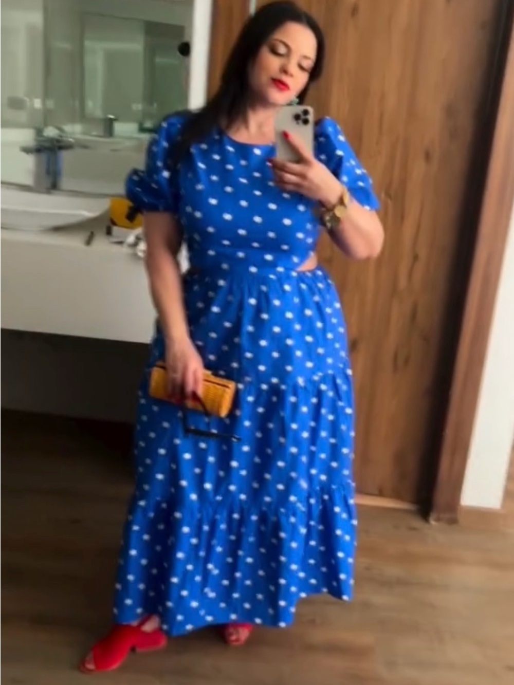 Lilly Pulitzer Blue Polka Dot Cutout Maxi Dress